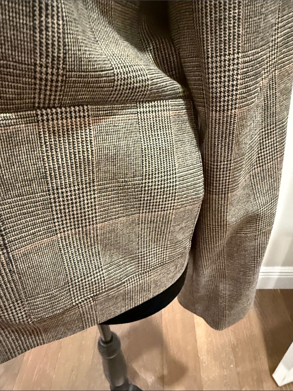 Frame Denim Plaid Collarless Blazer in Brown and Black Checks - Picture 7 of 16